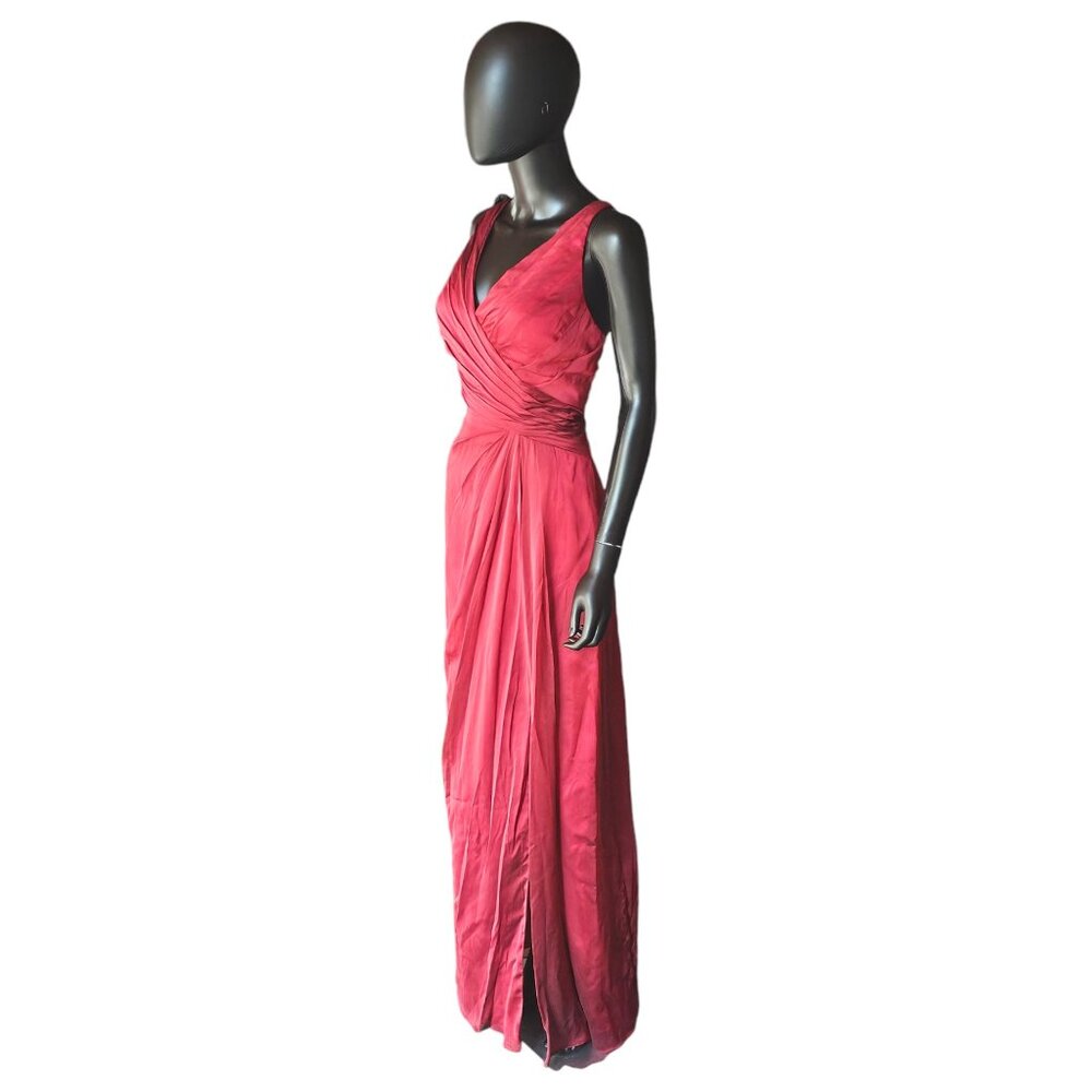 NWOT Red Shimmer V-Neck Crossback Formal Gown - Belsoie - Picture 3 of 7